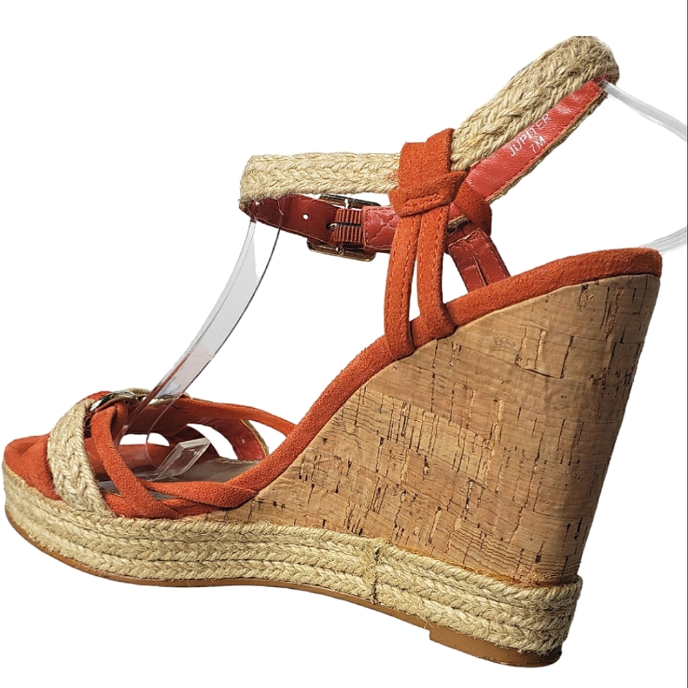 White House Black Market Jupiter Espadrilles 7 Terra Cotta Suede Strappy Wedge